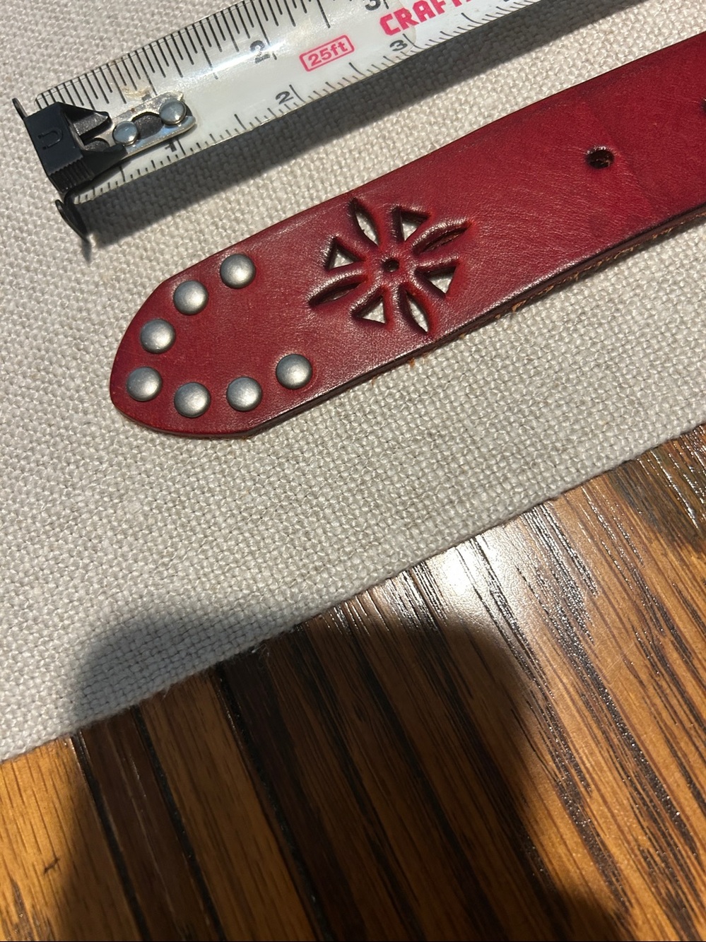 Women’s red leather belt XL - Picture 3 of 6
